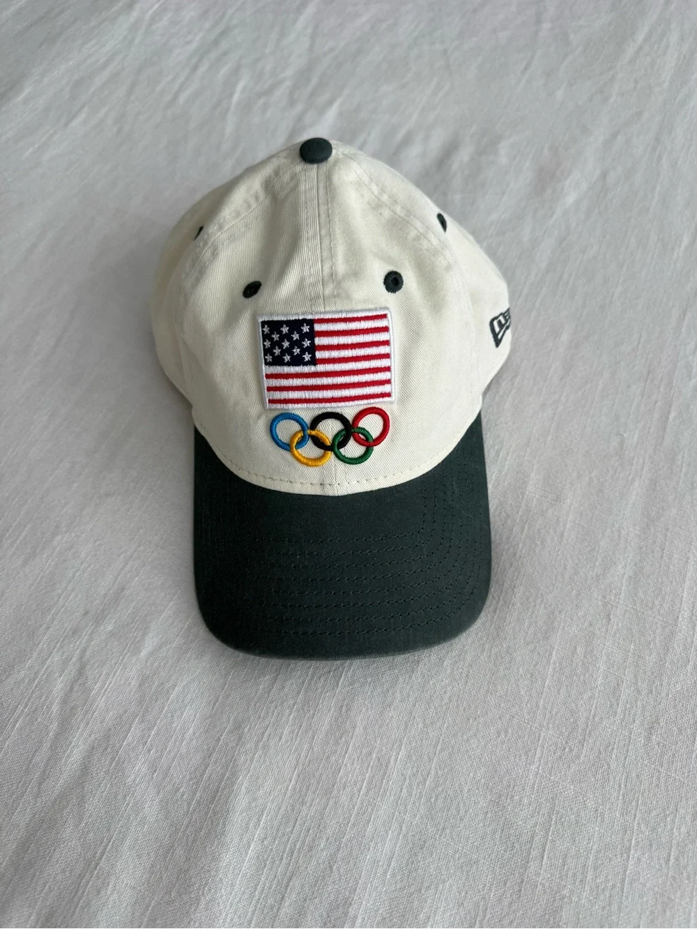 OLYMPIC Team USA Official Merch - Embroidered US Flag and Olympic Rings